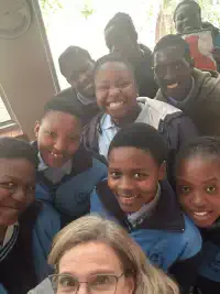 School boy with quilt