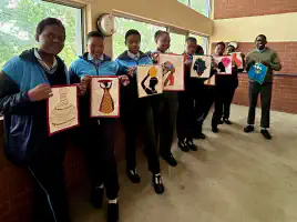 School boy with quilt